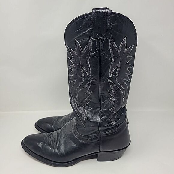 Nocona Black Cowboy Boots Men\'s US Size 8.5 D Style 8901 Leather Made in USA main image 7